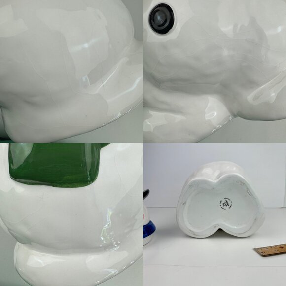 Vtg‎ 90s Snowman Holding Cookies Cookie Jar w Lid Storage Orig Box Crazing READ - Picture 7 of 13